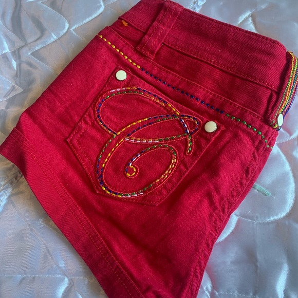 COOGI Vintage Low Rise Red Denim Jean Shorts - Picture 3 of 11